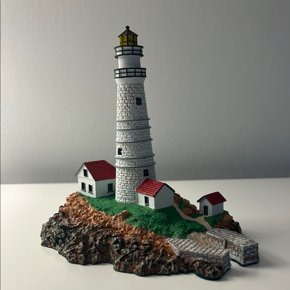 Lighthouse Sculpture with Red and White Accents Boston lighthouse